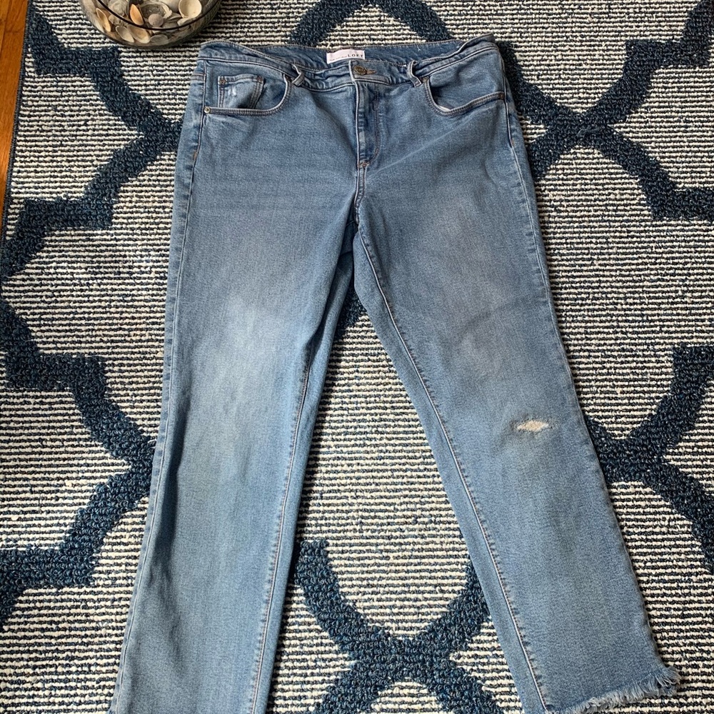 LOFT fray hem crop jeans.